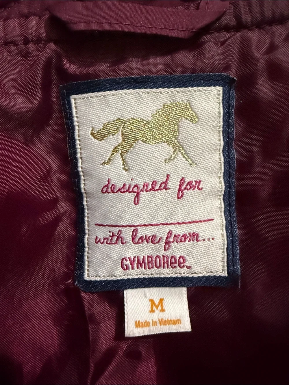 Gymboree Quilted Puffer Jacket in Plum with Brown Trim